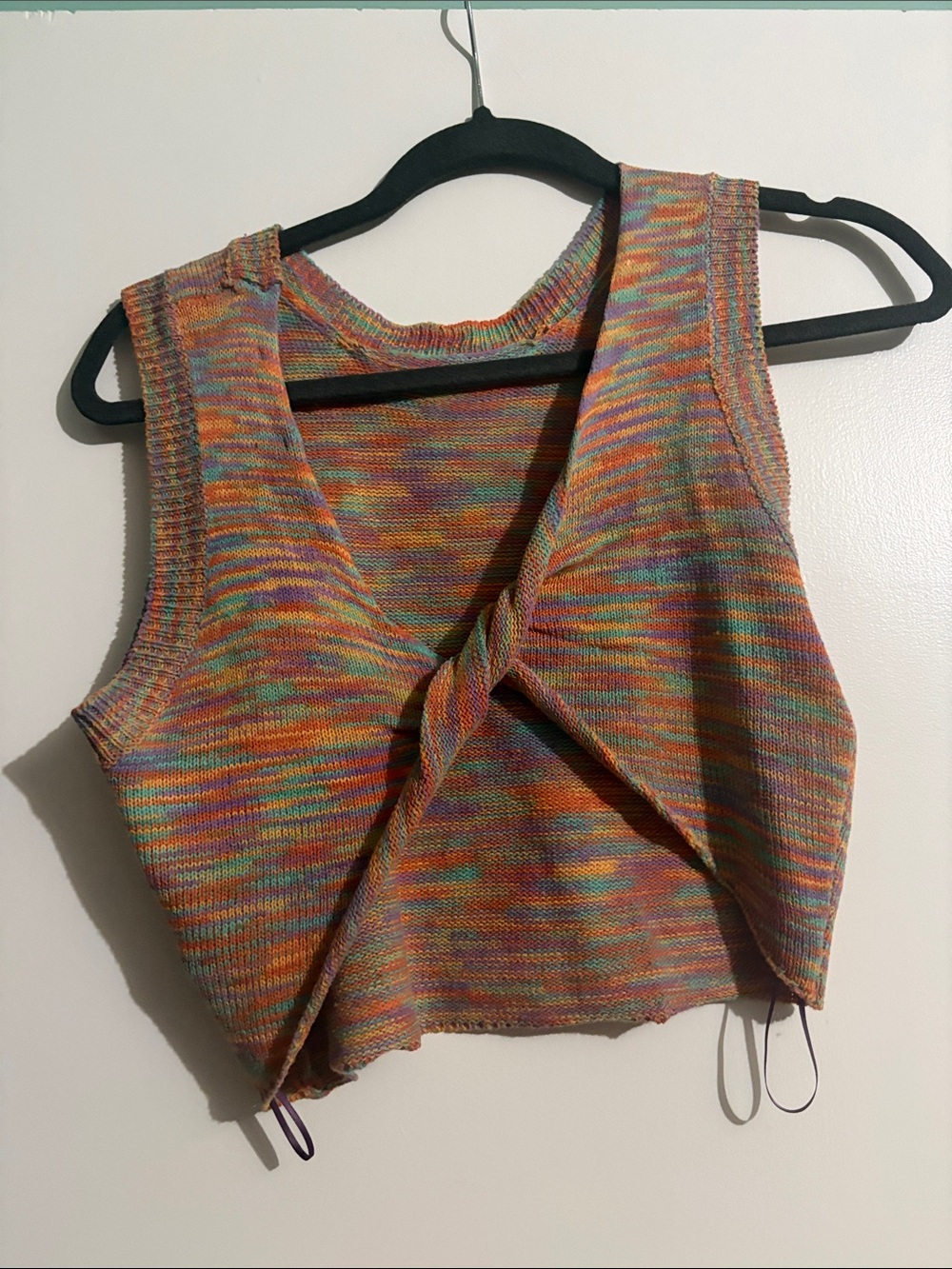 Multicolor Twist-Front Knit Tank Top